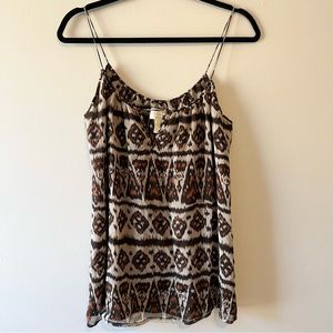 SCOOP Silk Ikat Aztec Boho Print Floaty Flowy Silky Spaghetti Strap Tank